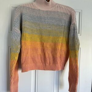 LC Lauren Conrad Pink and Yellow Gradient Turtleneck Sweater
